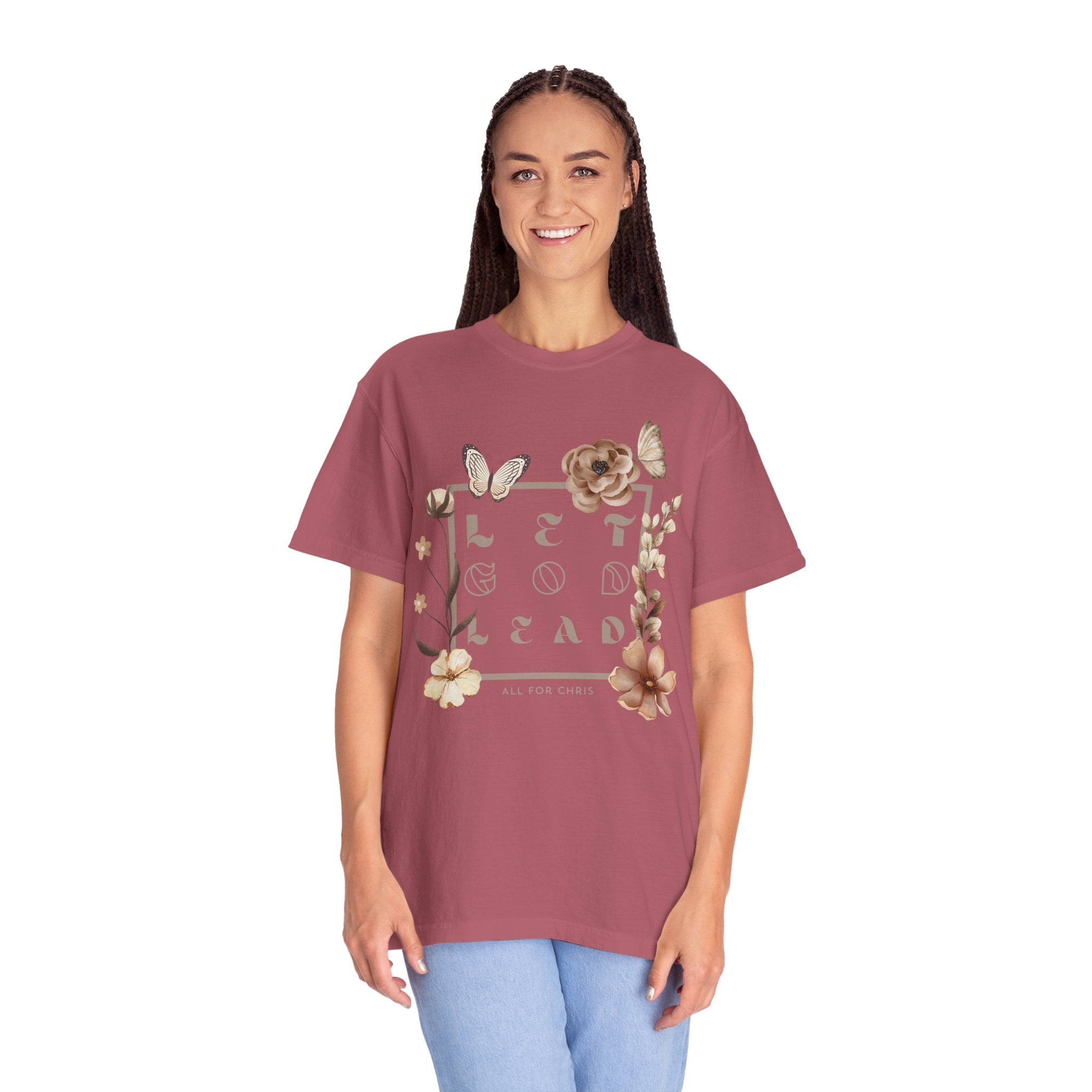 Retro Floral "Let God Lead" T-Shirt