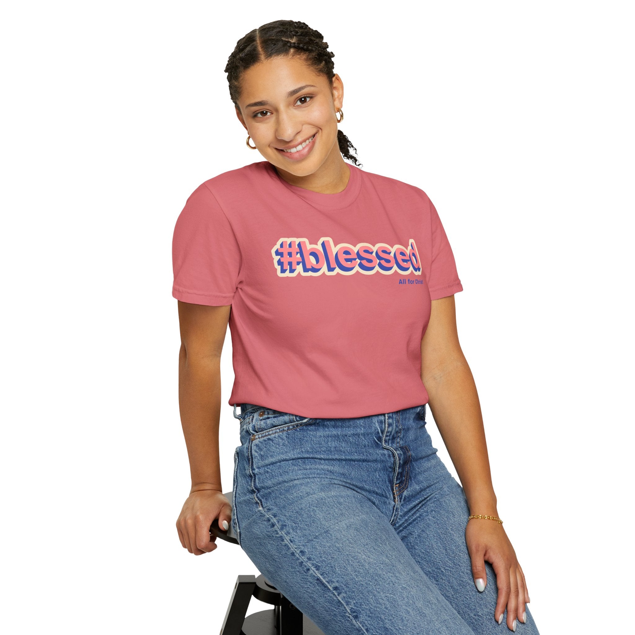 #blessed Graphic T‑Shirt — Vintage 3D Text Faith Tee