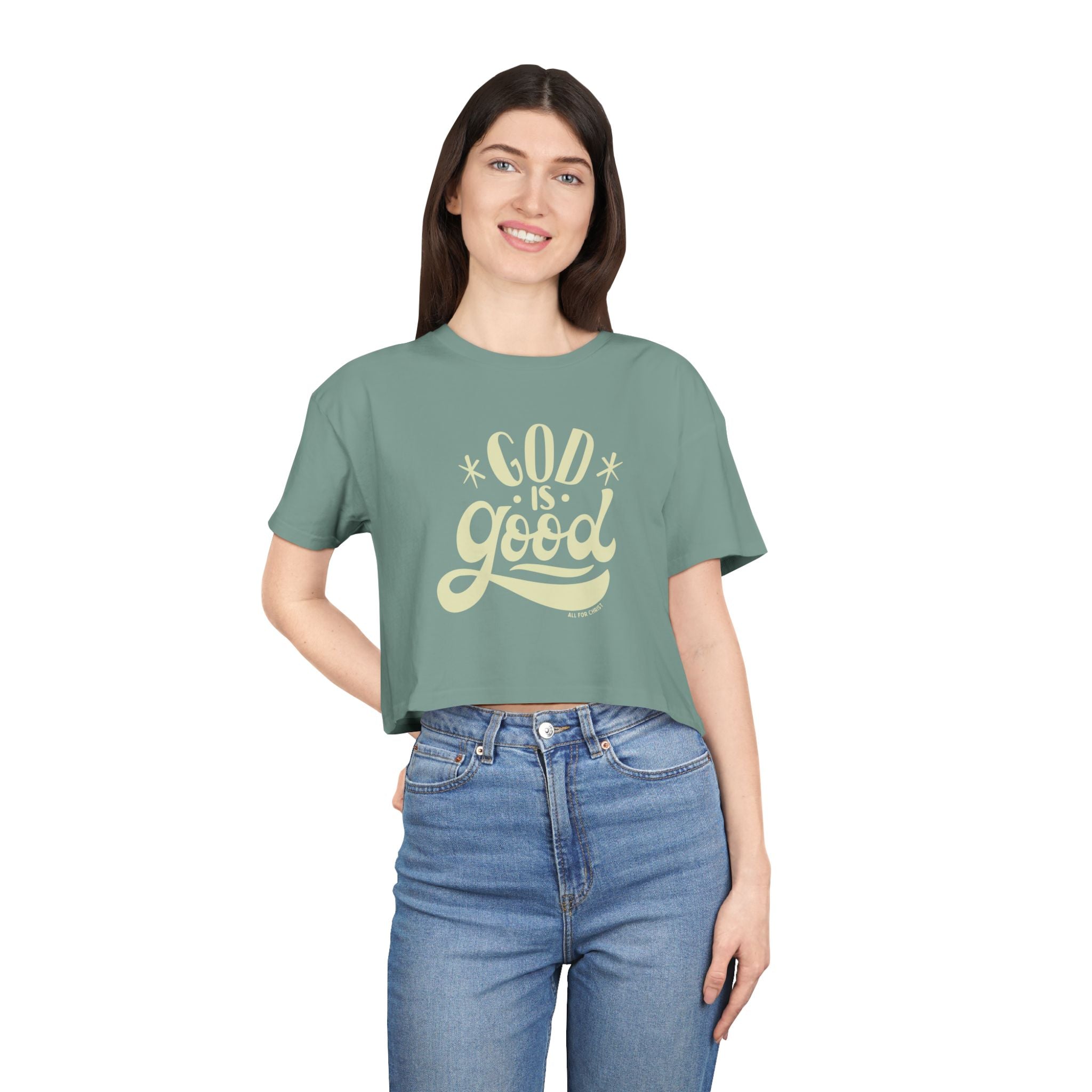 God Is Good Crop Tee — Women's Faith Graphic Top