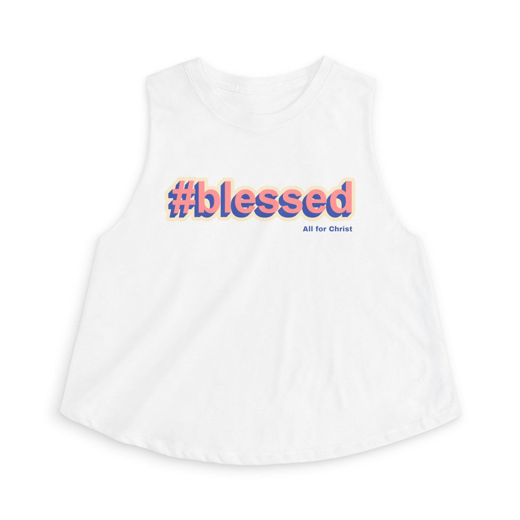 #blessed Crop Top — Retro Script Christian Graphic Tank