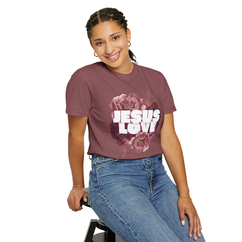 Jesus Love Floral T-Shirt — Faith-Based Christian Tee with Rose Graphic