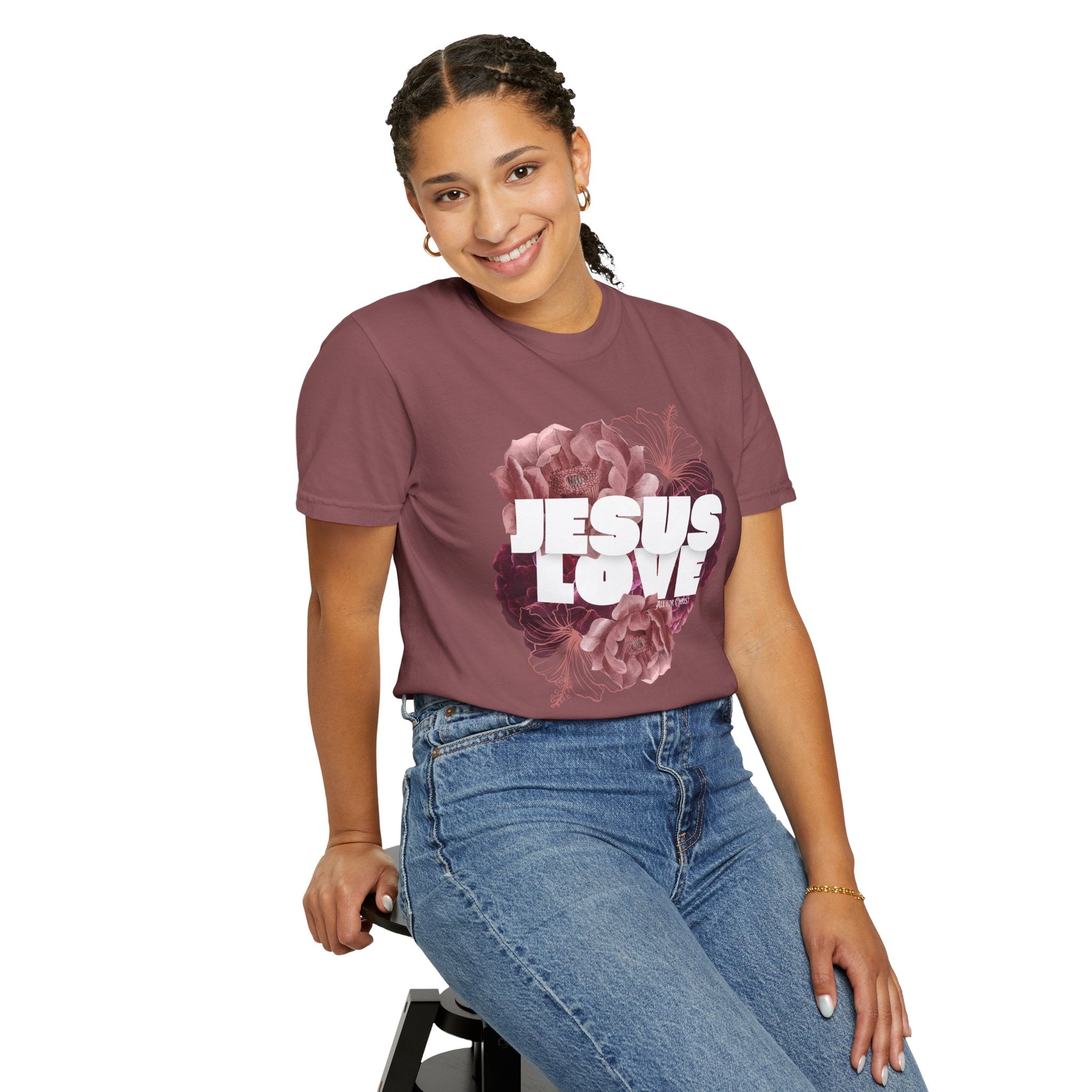 Jesus Love Floral T-Shirt — Faith-Based Christian Tee with Rose Graphic