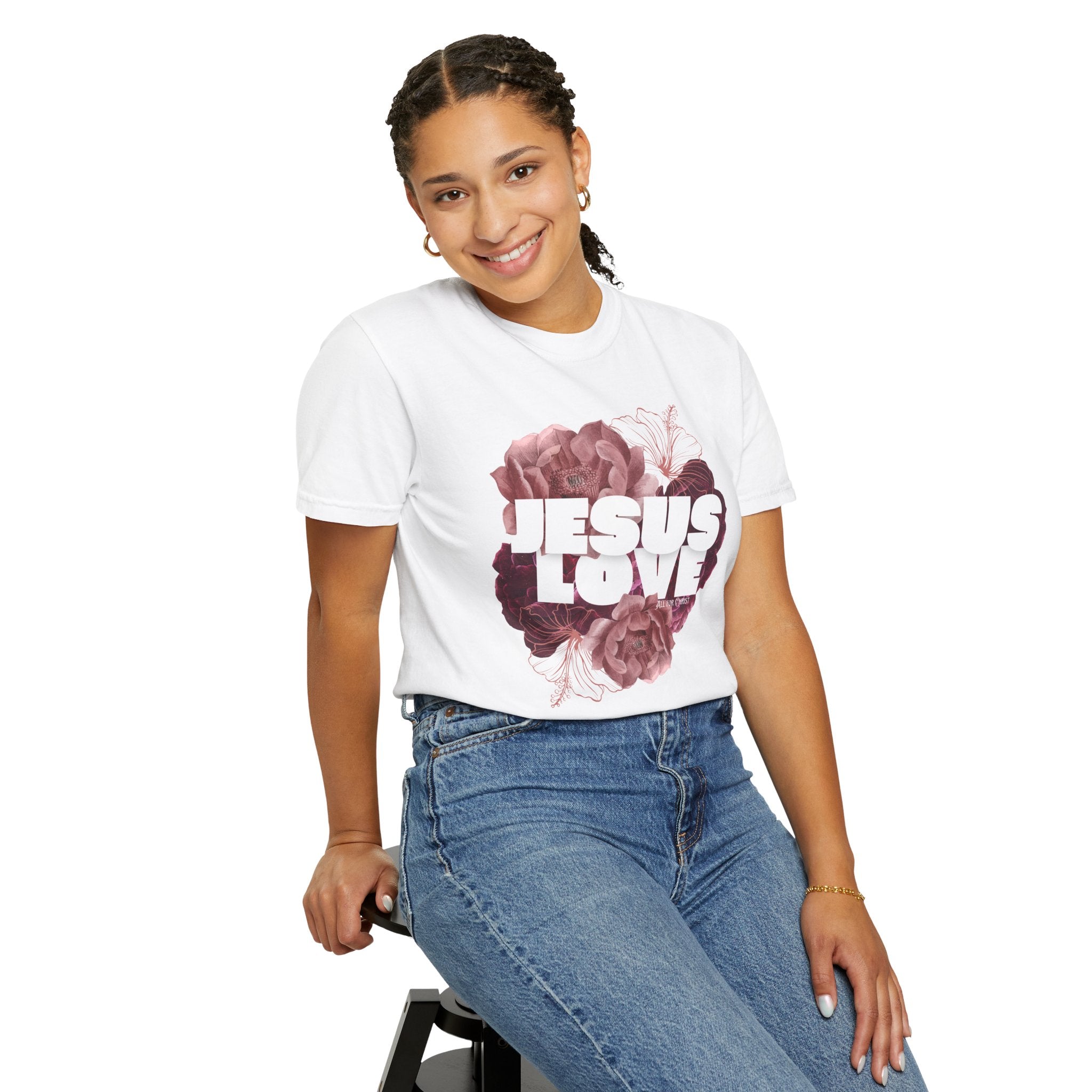 Jesus Love Floral T-Shirt — Faith-Based Christian Tee with Rose Graphic