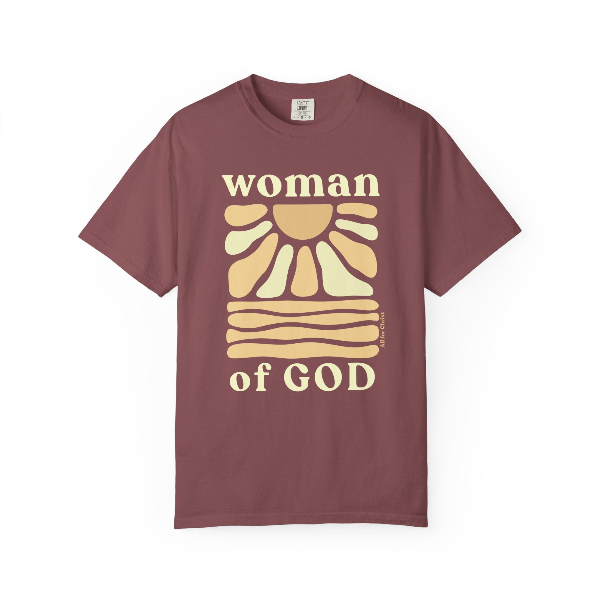 Woman of God T‑Shirt — Vintage Sun Faith Tee for Christian Women