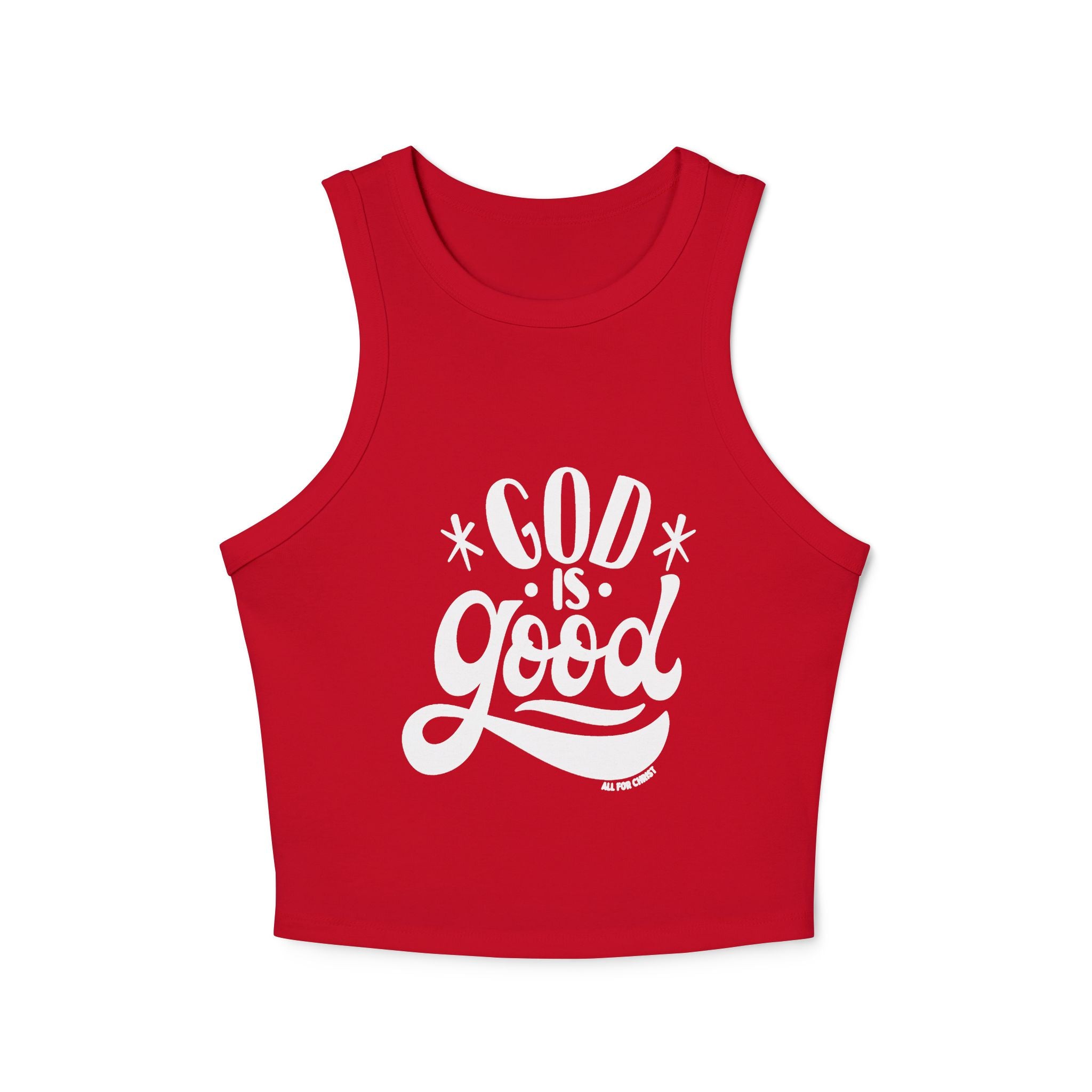 God Is Good Racer Crop Tank Top — Faith-Based Christian Graphic Top