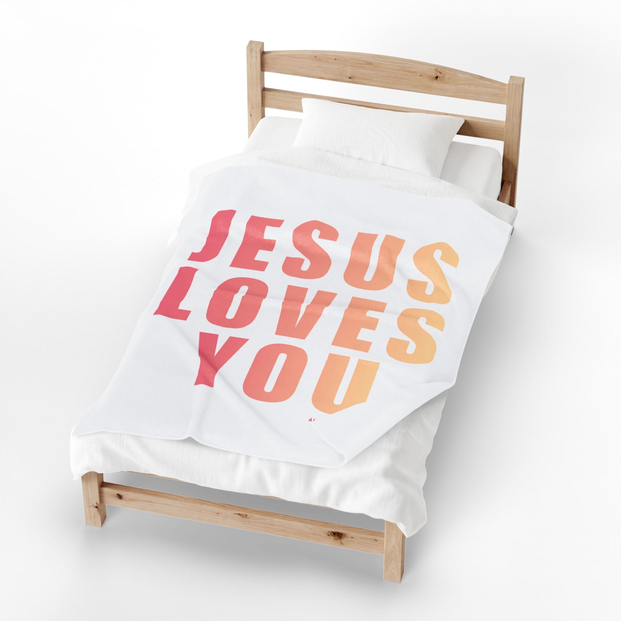 "Jesus Loves You" Velveteen Plush Blanket — Christian Inspirational Throw
