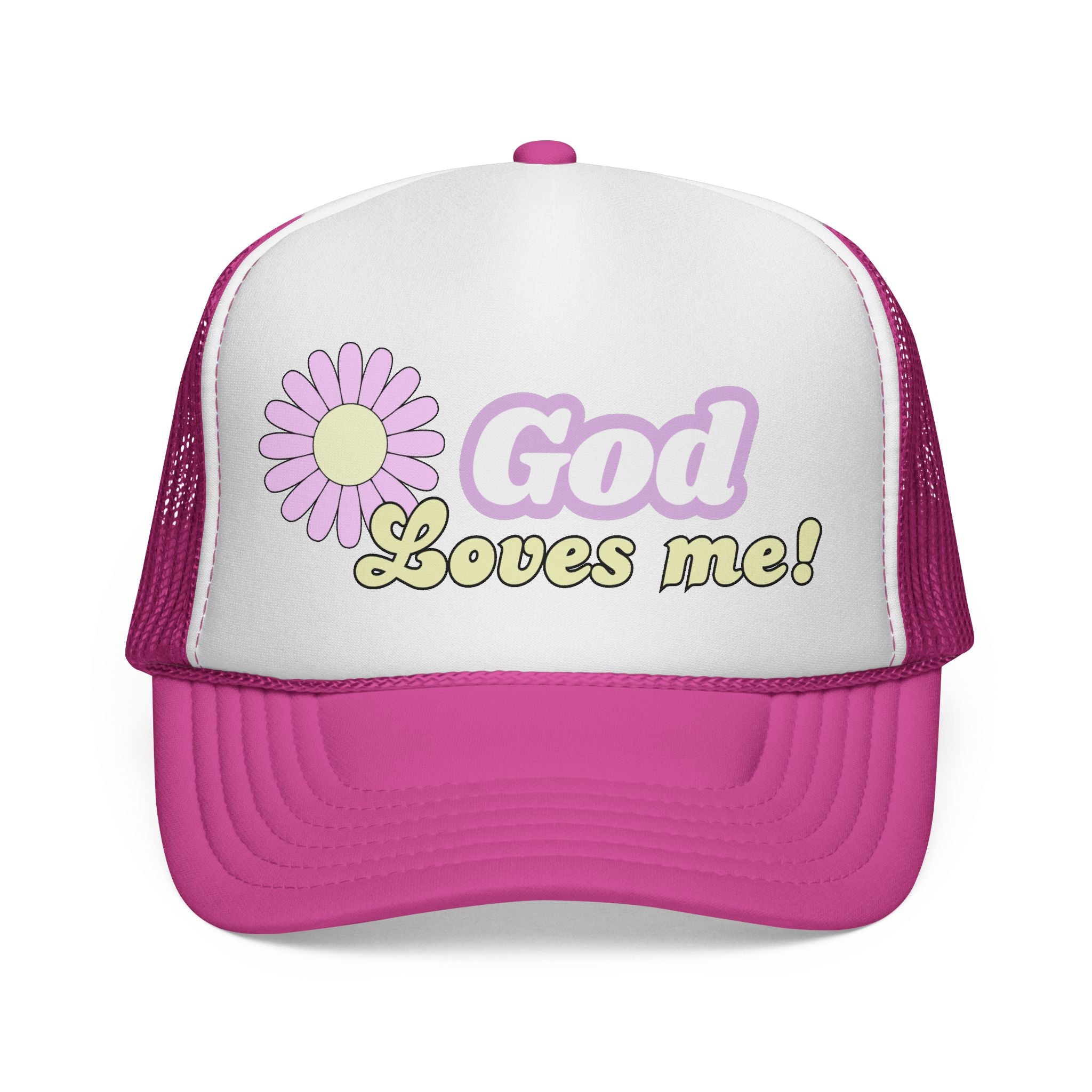 God Loves Me Trucker Cap — Daisy Faith Baseball Hat