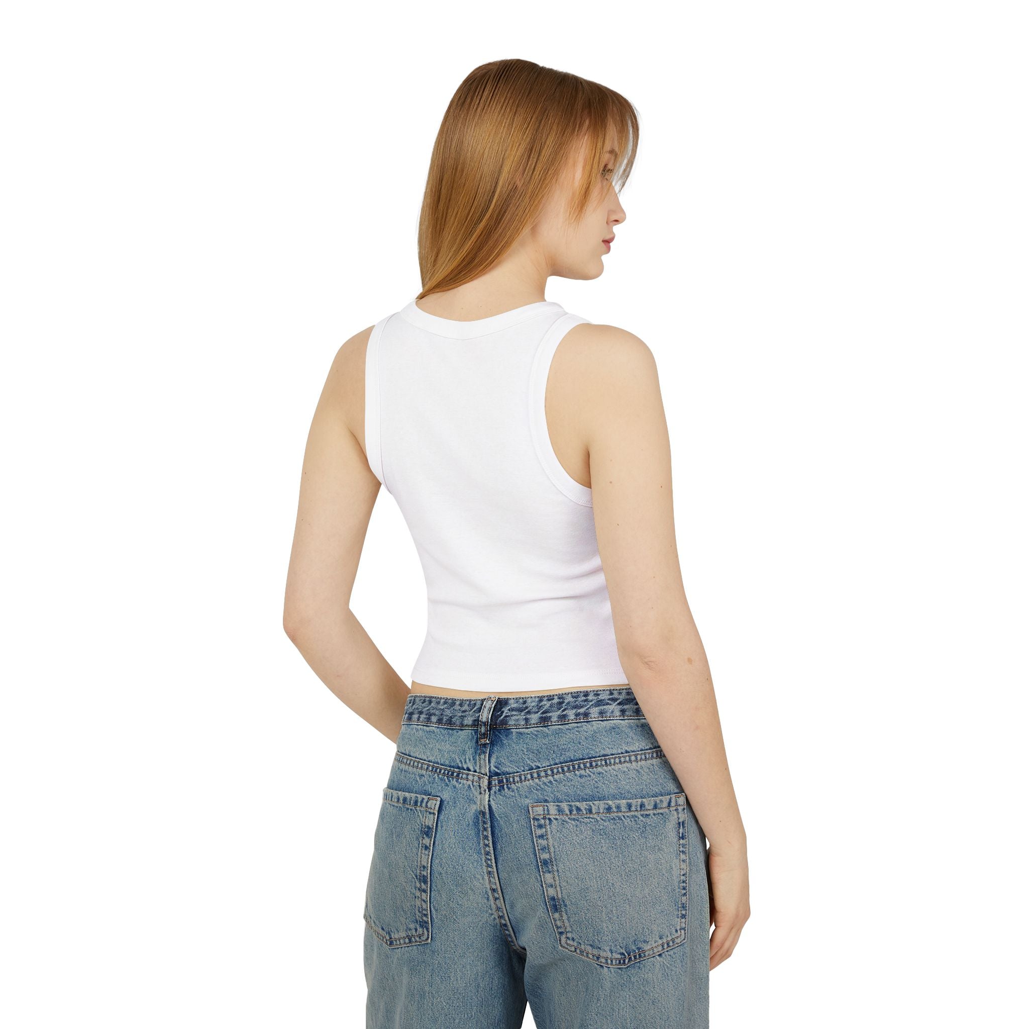 Racer Tank — "Jesus is the Way" Minimal Script Crop Top