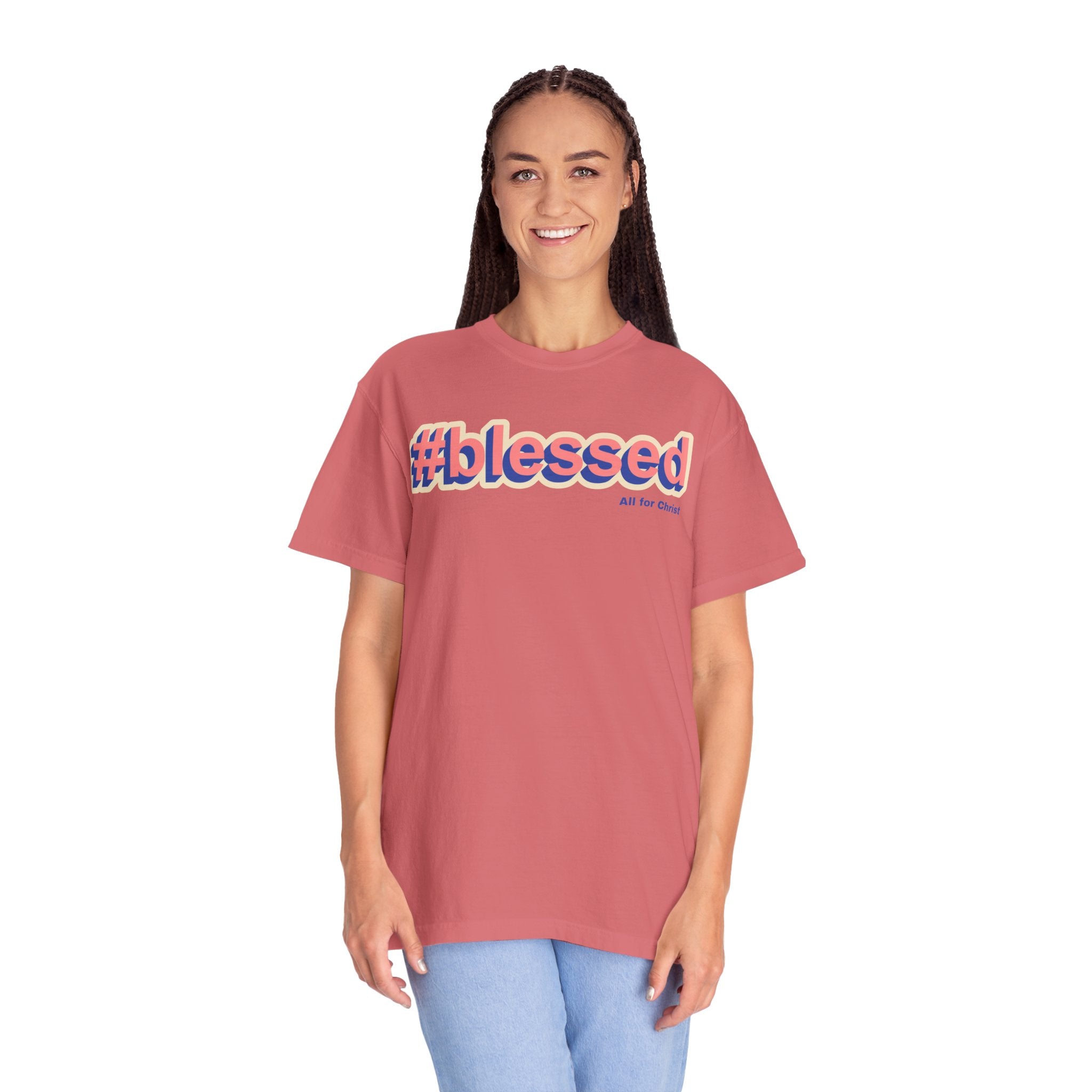 #blessed Graphic T‑Shirt — Vintage 3D Text Faith Tee