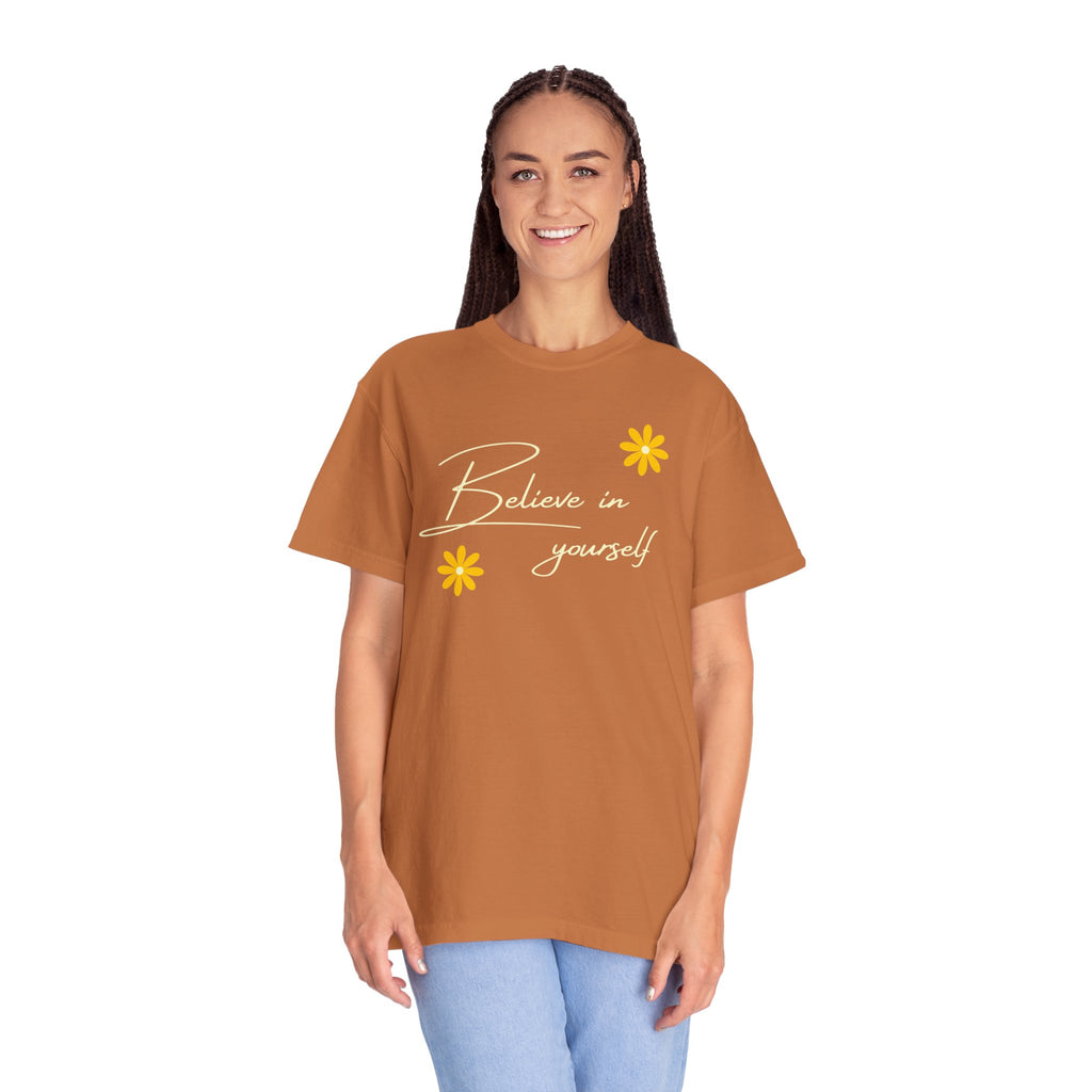 Believe In Yourself T-Shirt — Positive Message Floral Tee