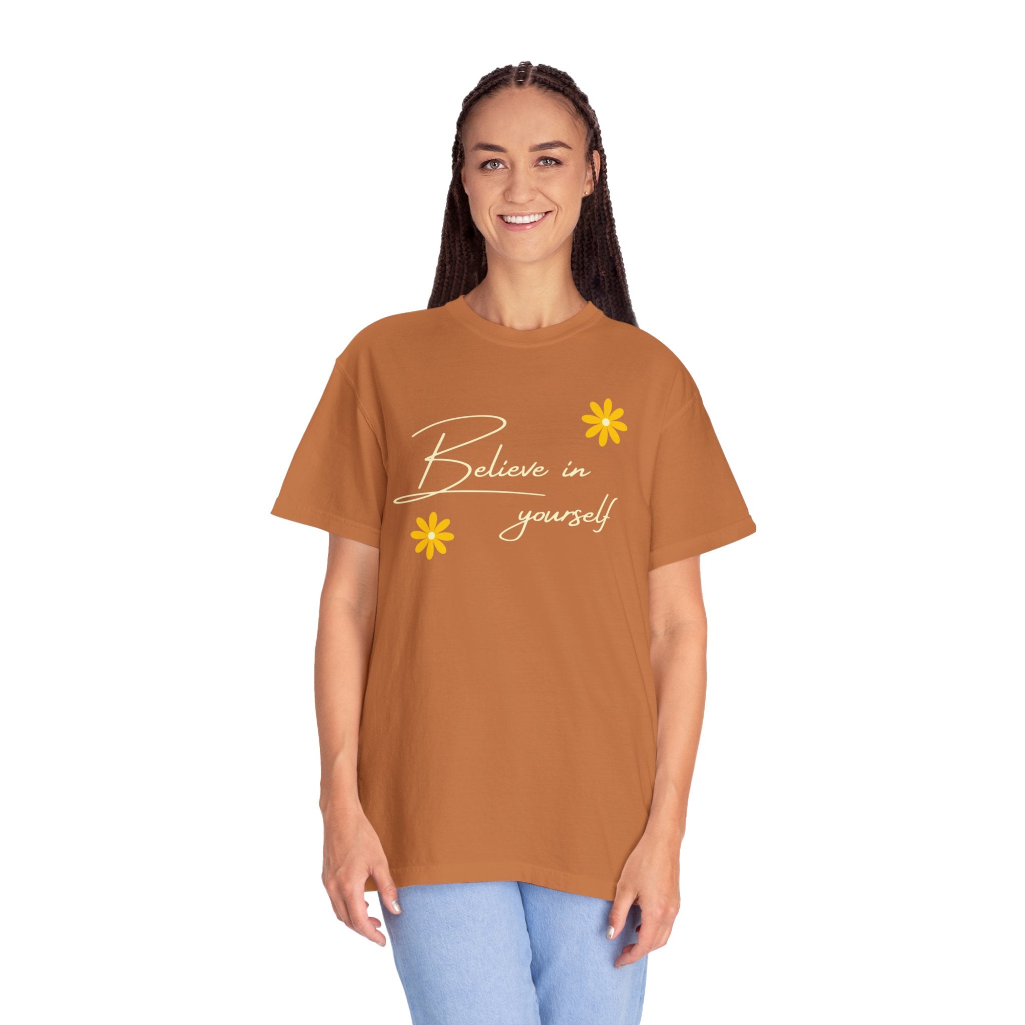 Believe In Yourself T-Shirt — Positive Message Floral Tee