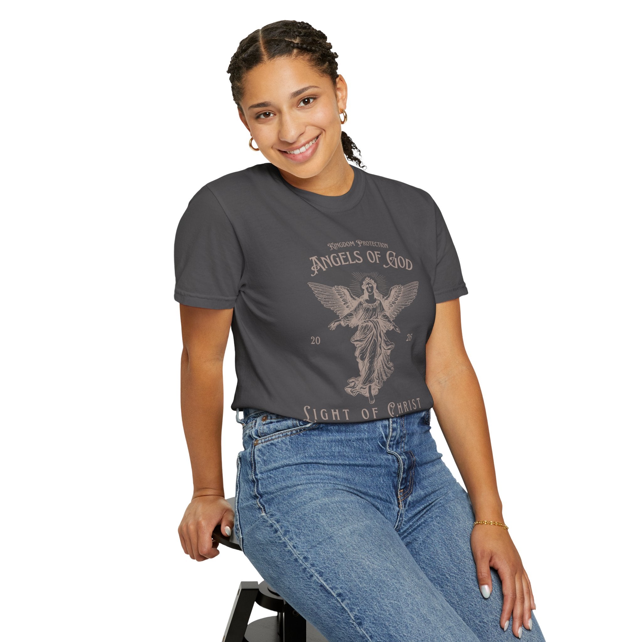 Angel Graphic T-Shirt — "Angels of God / Light of Christ" Religious Tee
