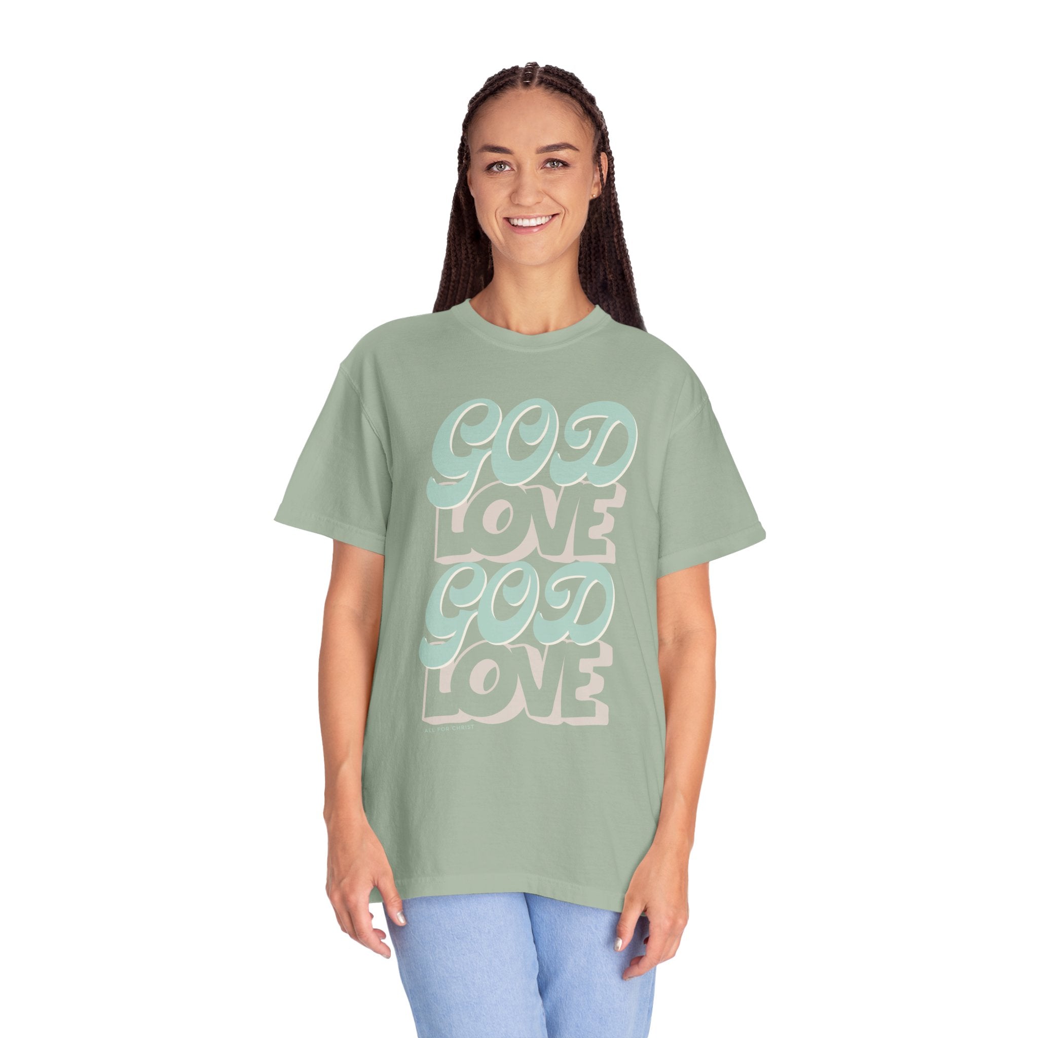 God Love Retro Script T-Shirt — Pastel Faith Tee