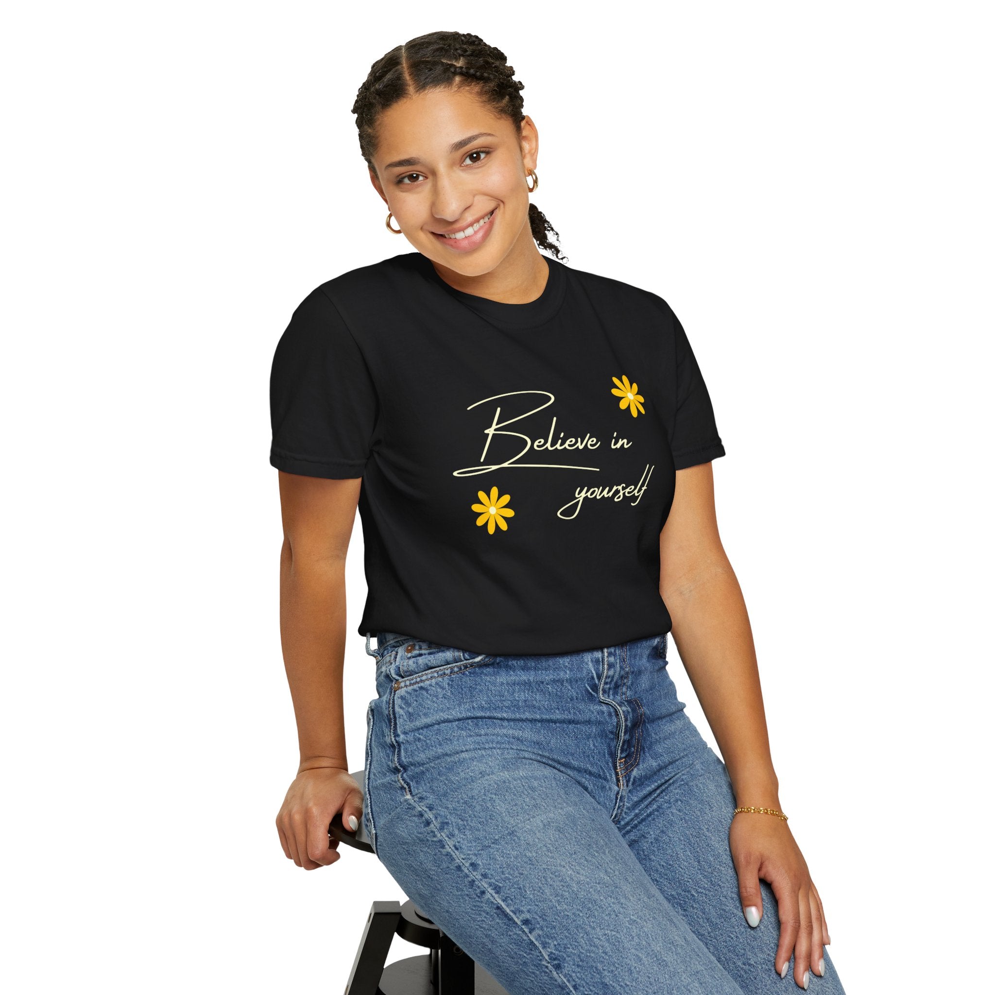 Believe In Yourself T-Shirt — Positive Message Floral Tee