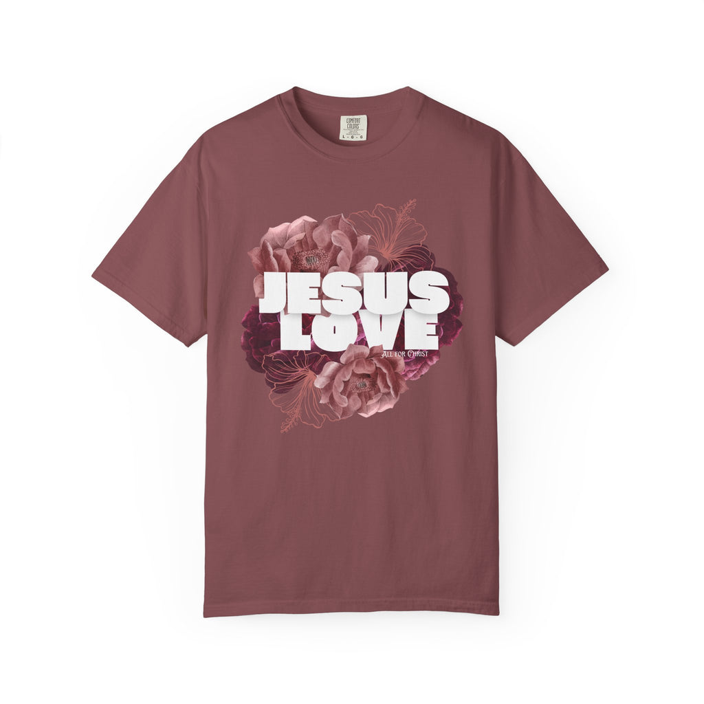 Jesus Love Floral T-Shirt — Faith-Based Christian Tee with Rose Graphic