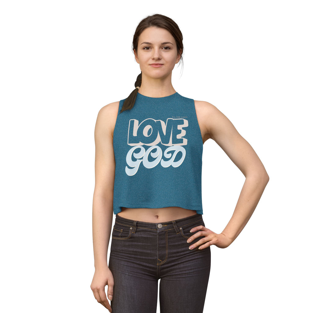 Love God Crop Top — Retro Script Christian Tank