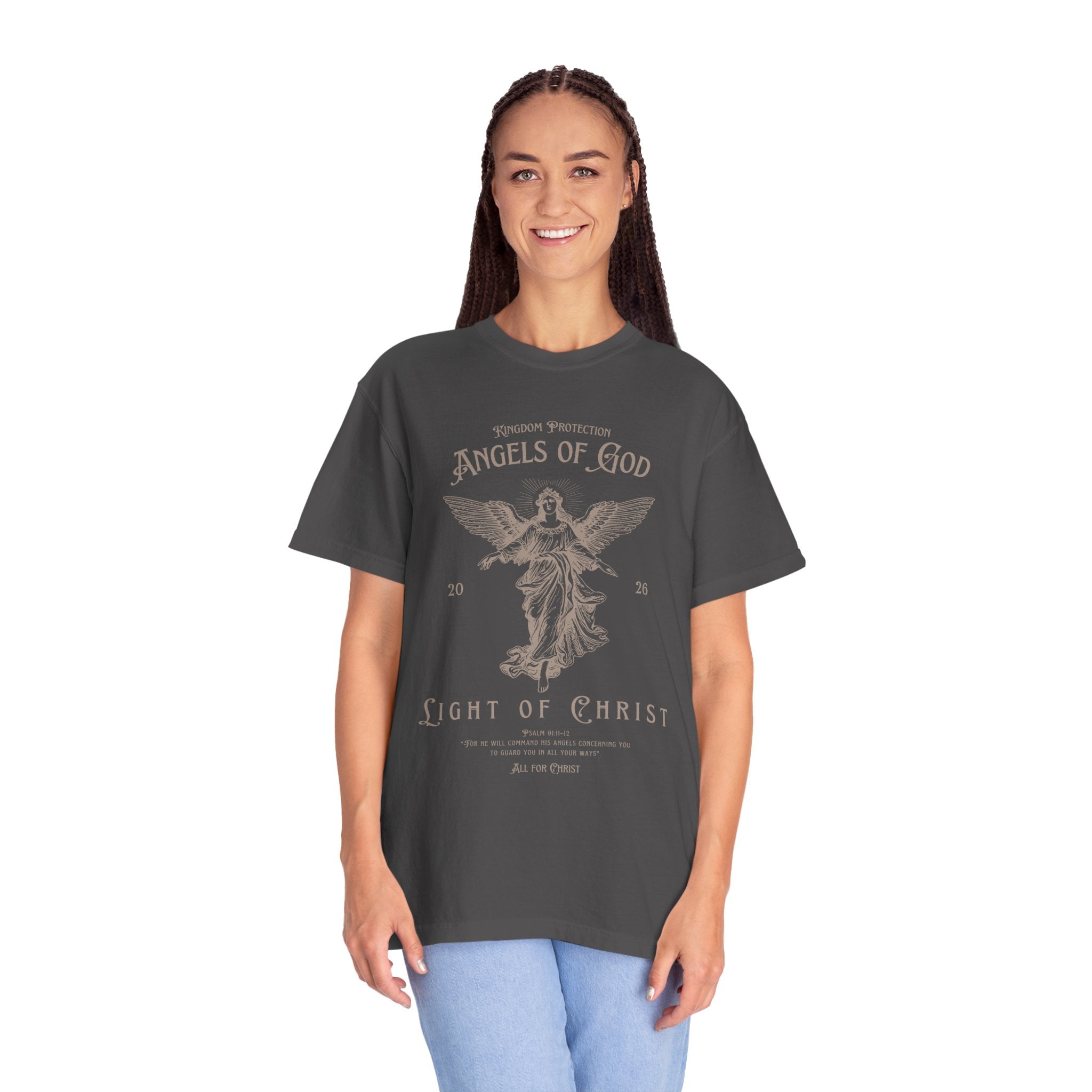 Angel Graphic T-Shirt — "Angels of God / Light of Christ" Religious Tee