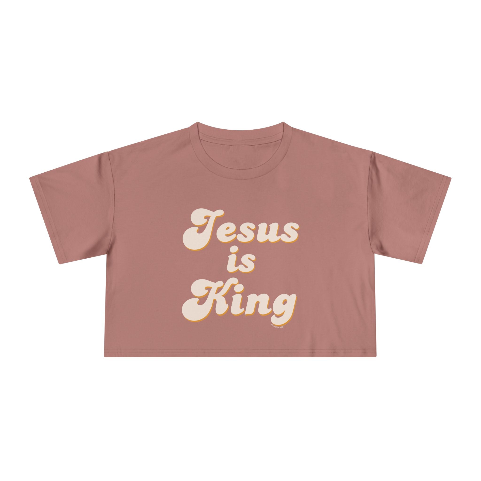 Jesus Is King Women's Crop Tee — Pastel Retro Christian Faith Top