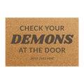 "Check Your Demons at the Door" Doormat — Funny Faith-Inspired Welcome Mat