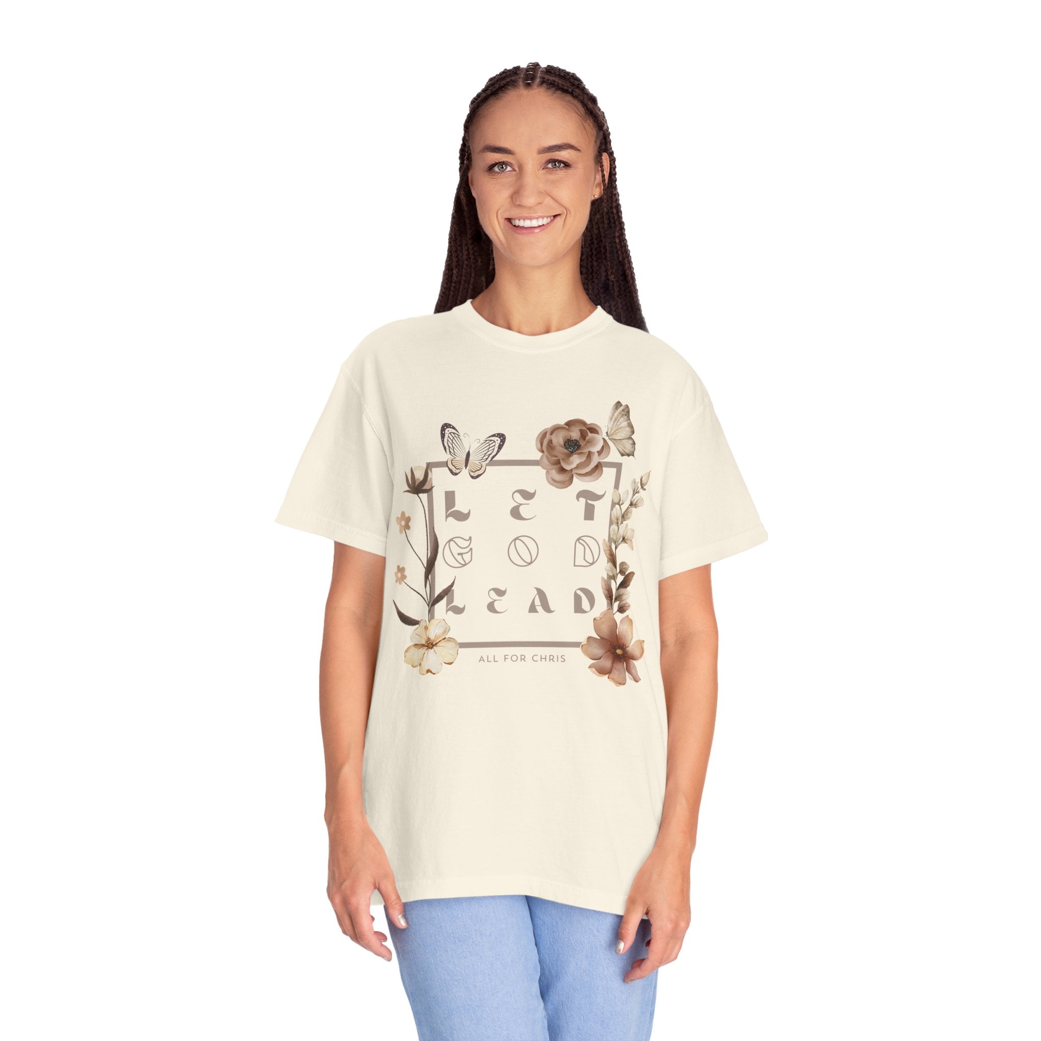 Retro Floral "Let God Lead" T-Shirt