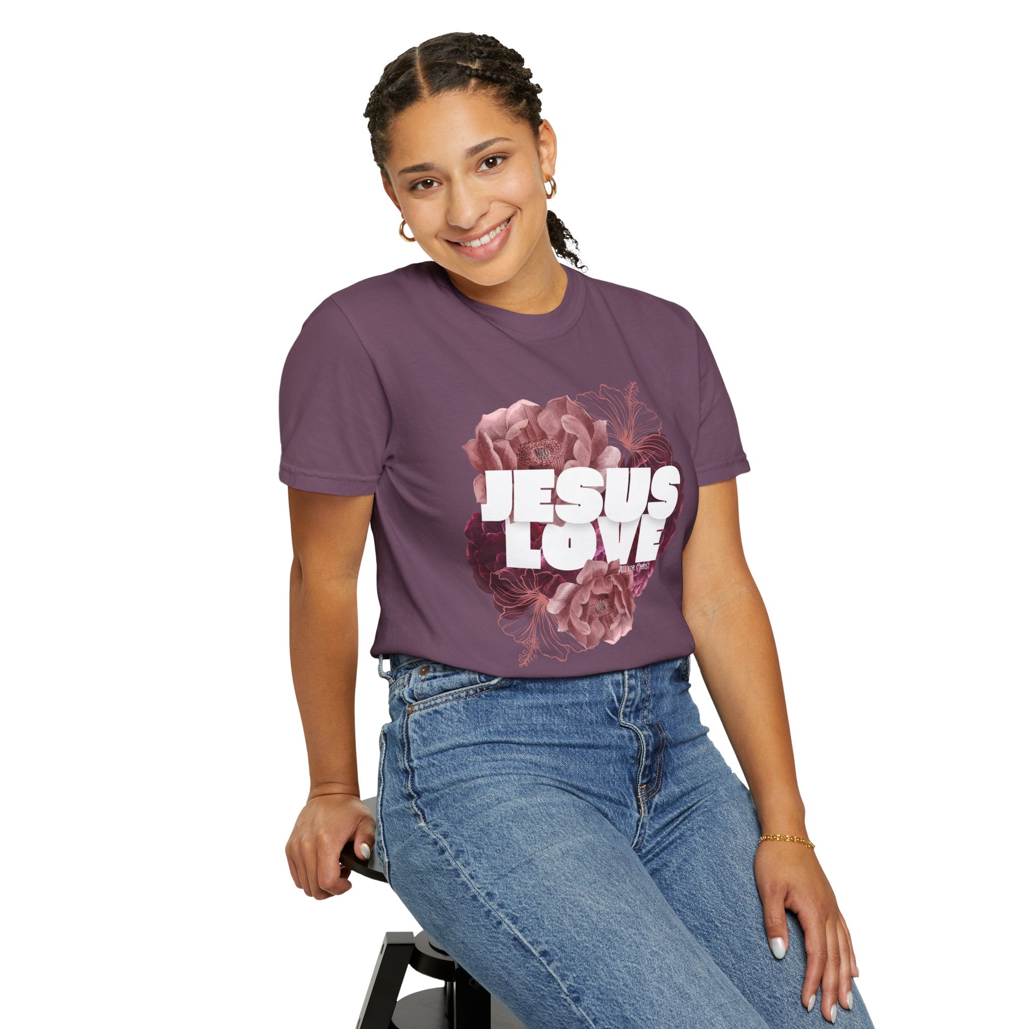 Jesus Love Floral T-Shirt — Faith-Based Christian Tee with Rose Graphic