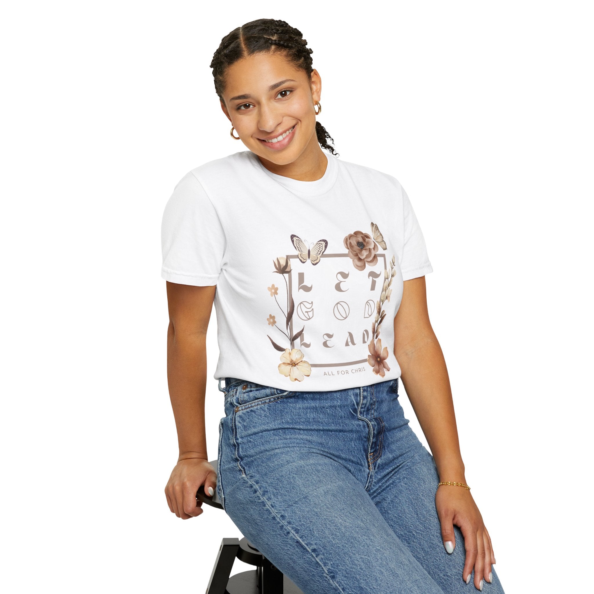 Retro Floral "Let God Lead" T-Shirt