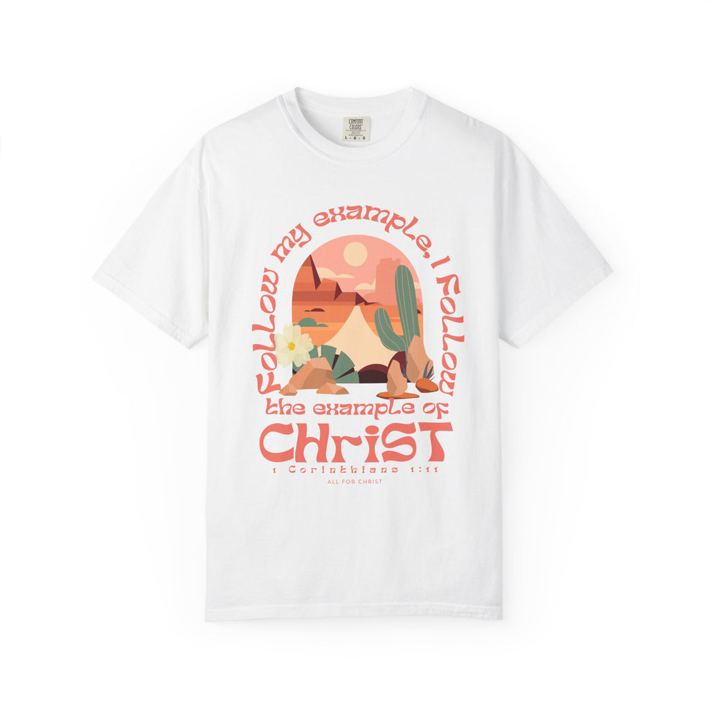 Christian Graphic T-Shirt — "Follow My Example": Retro Desert Faith Tee