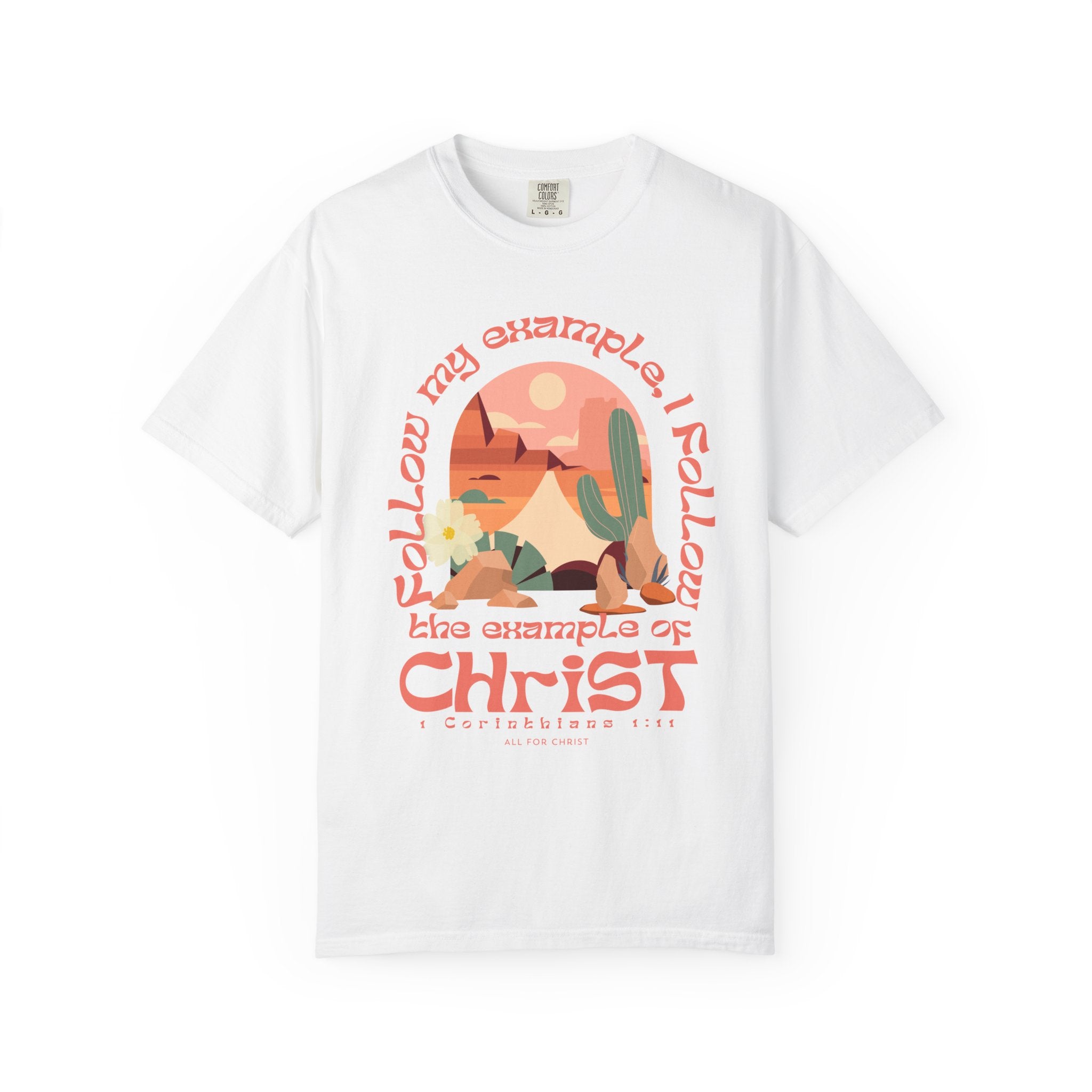 Christian Graphic T-Shirt — "Follow My Example": Retro Desert Faith Tee