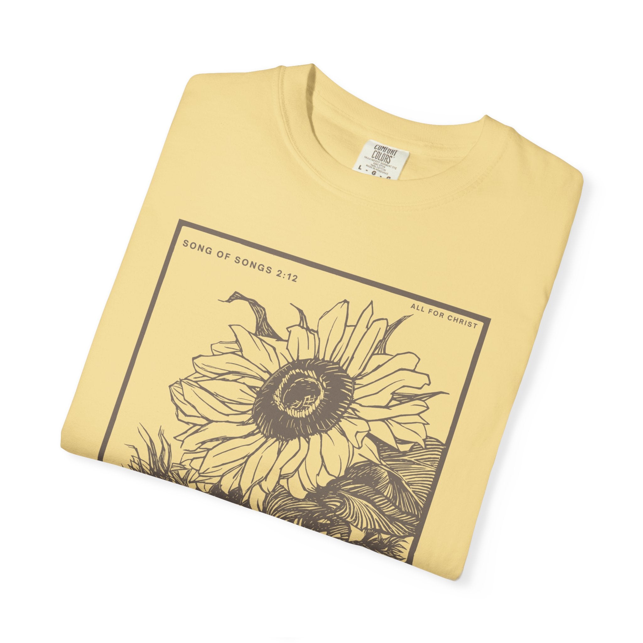 Sunflower Botanical T-Shirt — Floral Sketch Tee with "Flowers Appear on the Earth" Quote