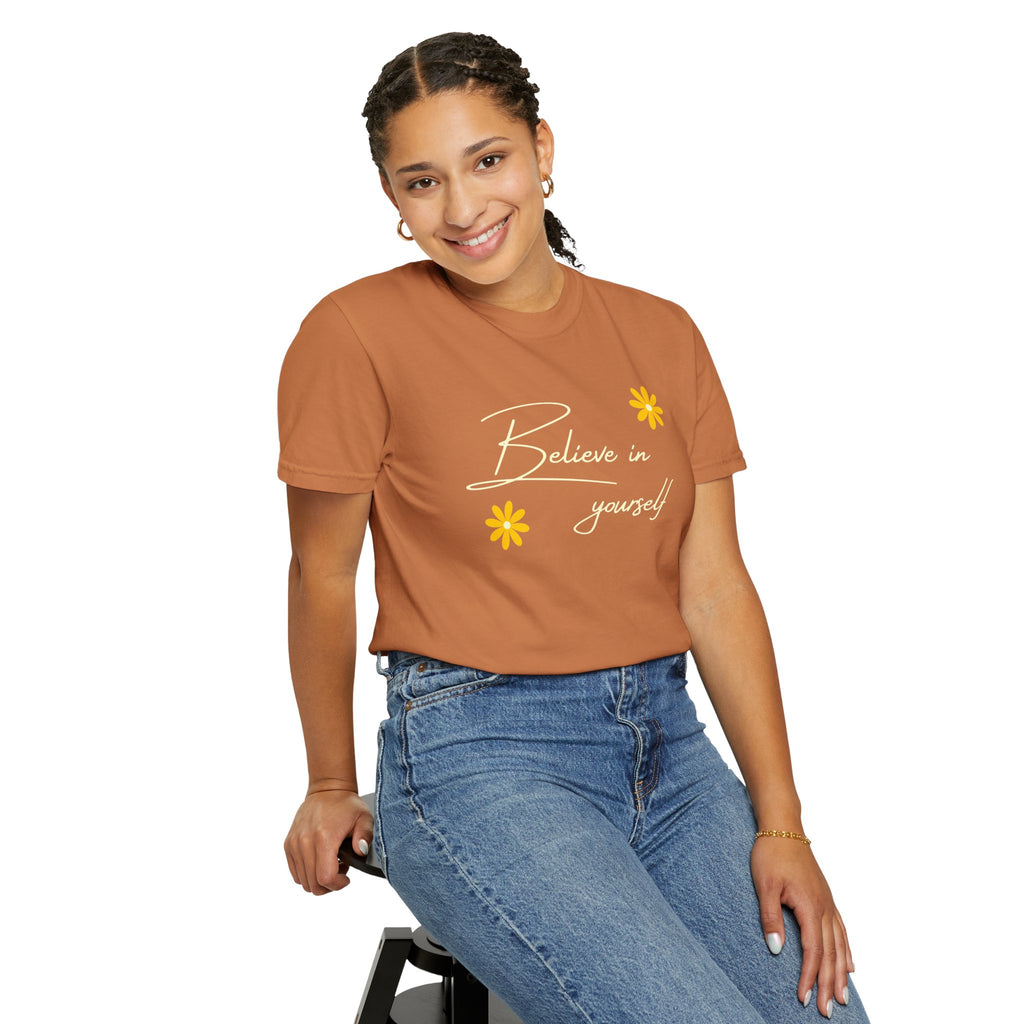 Believe In Yourself T-Shirt — Positive Message Floral Tee