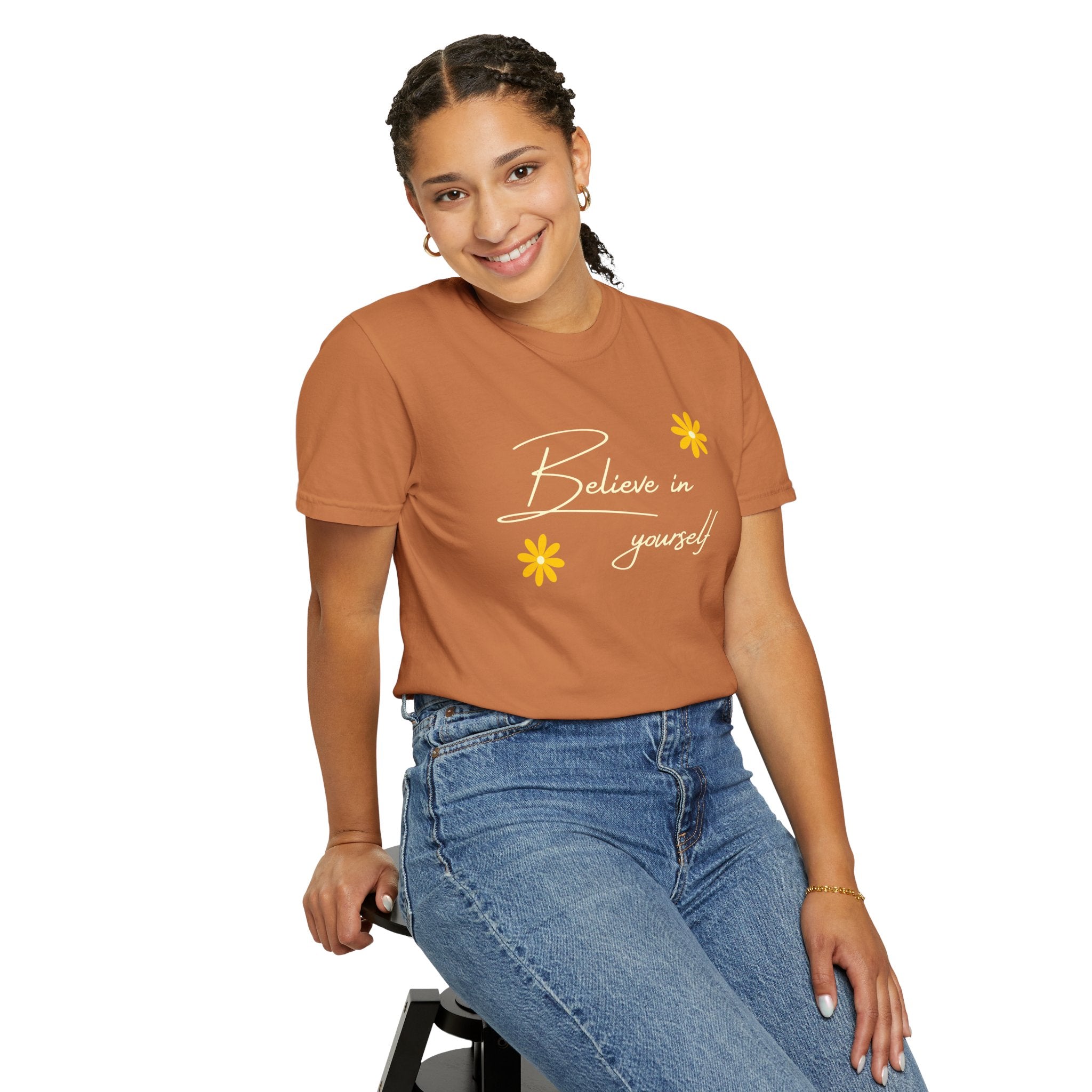 Believe In Yourself T-Shirt — Positive Message Floral Tee