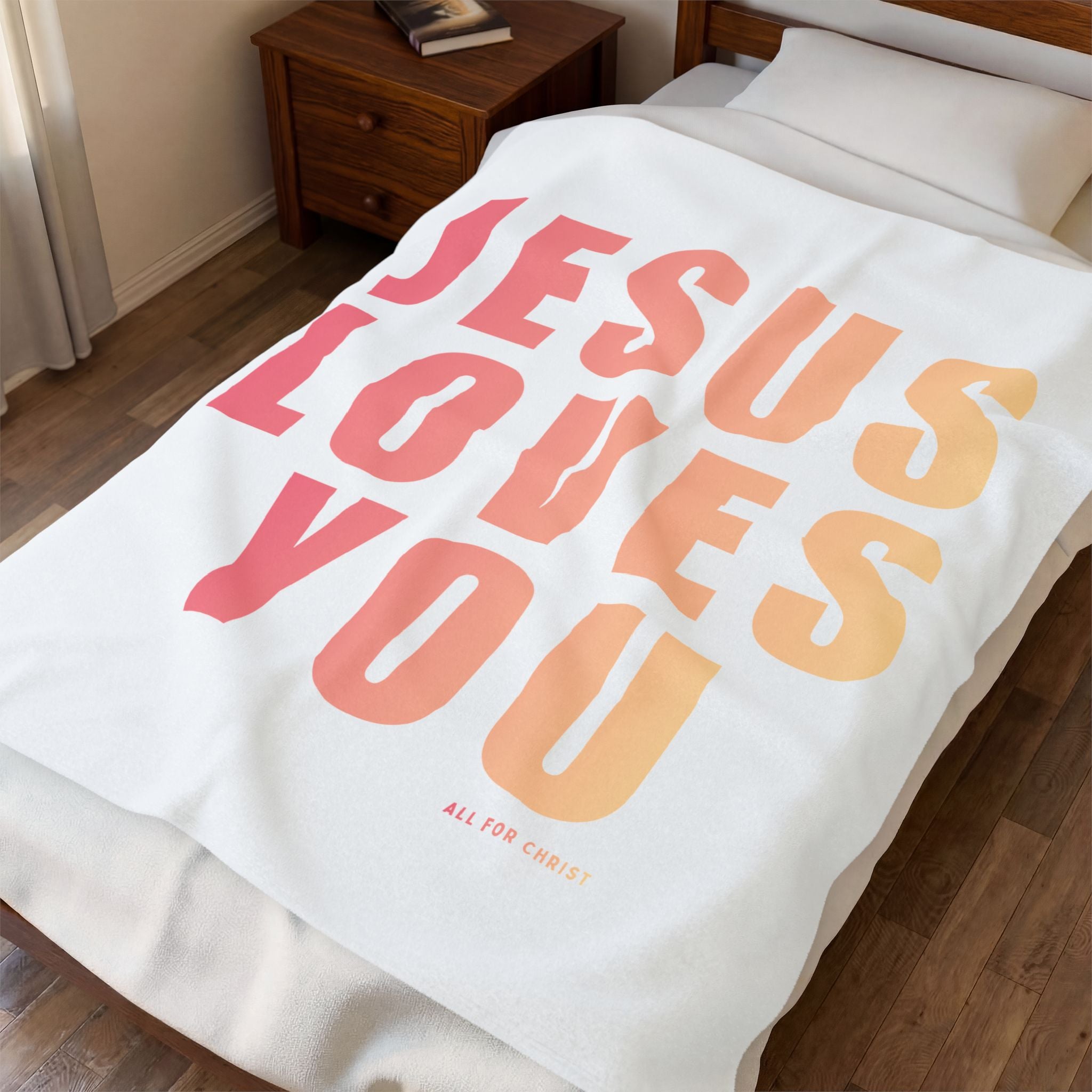 "Jesus Loves You" Velveteen Plush Blanket — Christian Inspirational Throw