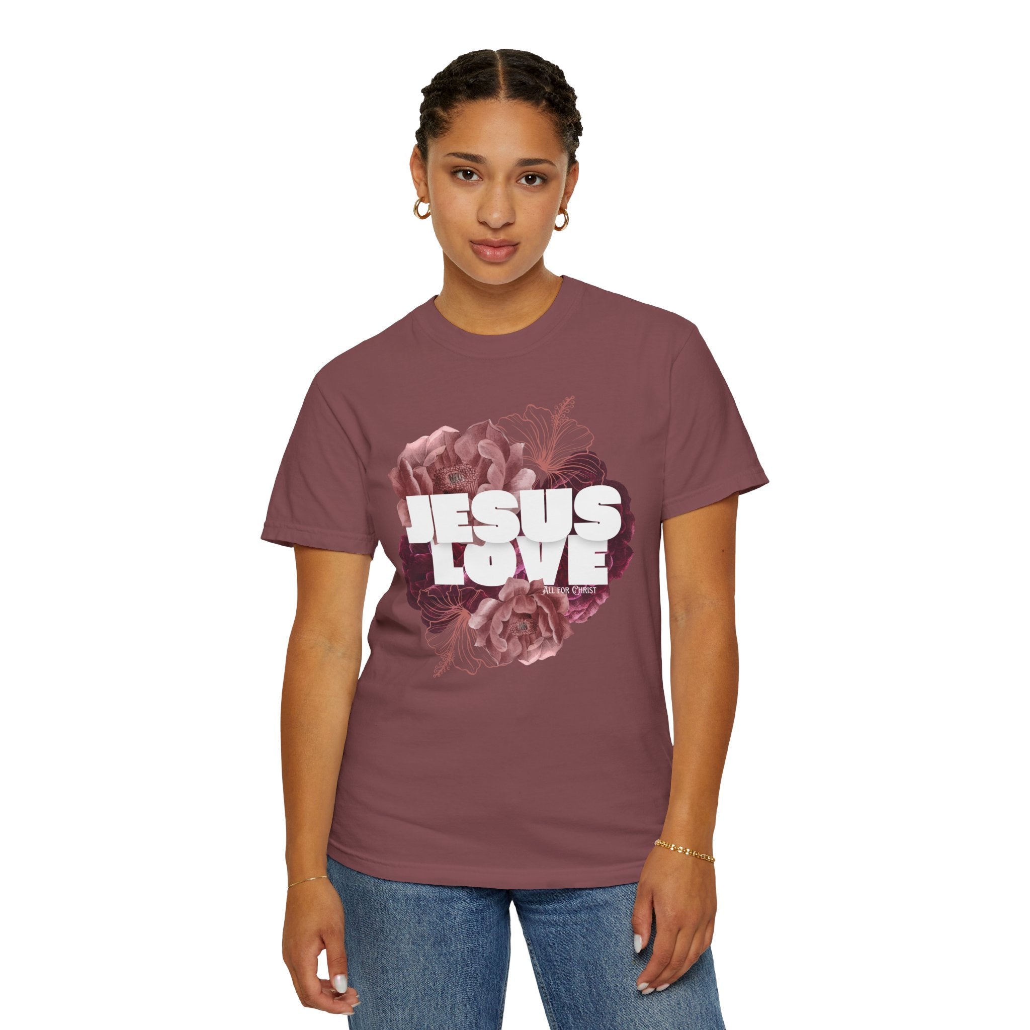 Jesus Love Floral T-Shirt — Faith-Based Christian Tee with Rose Graphic