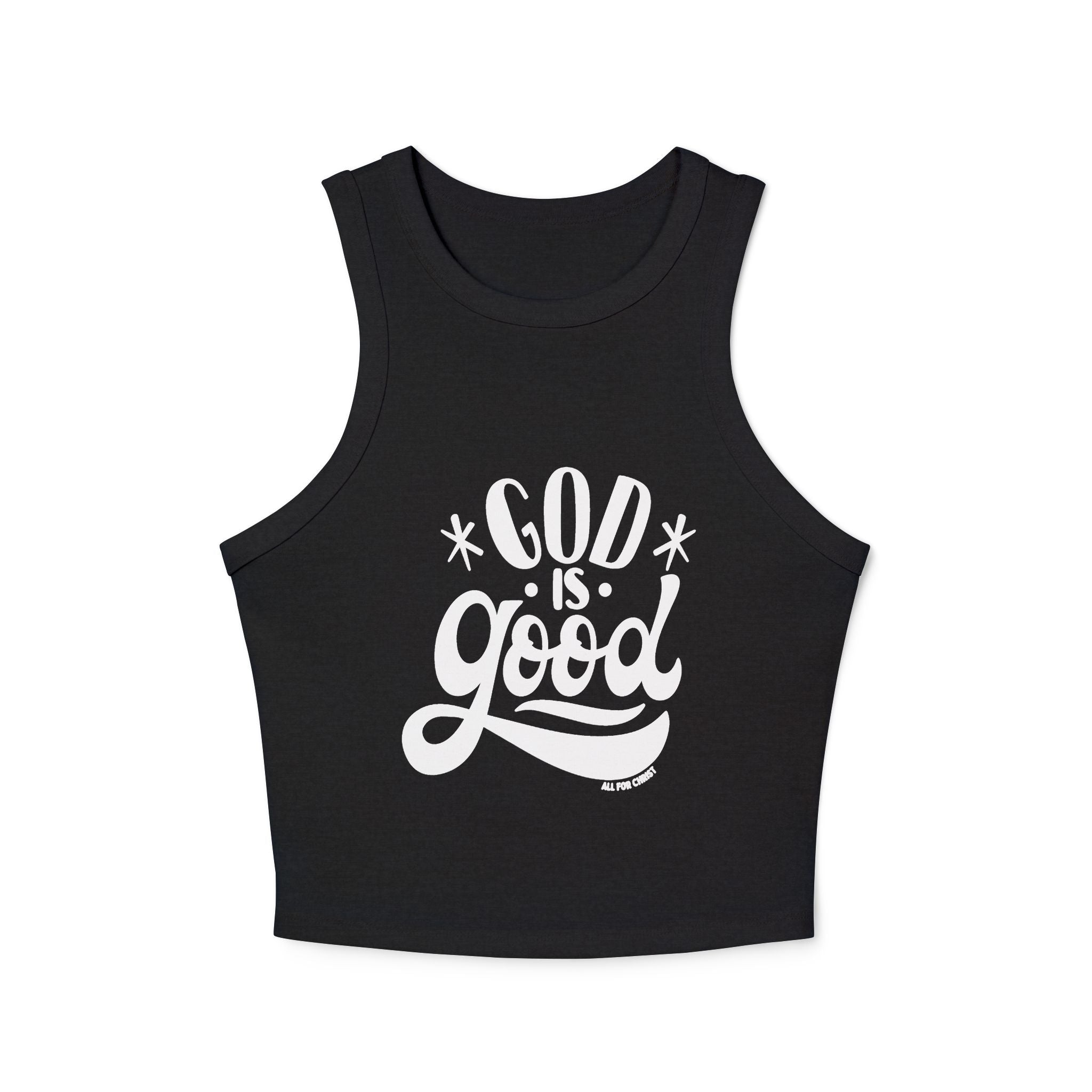 God Is Good Racer Crop Tank Top — Faith-Based Christian Graphic Top