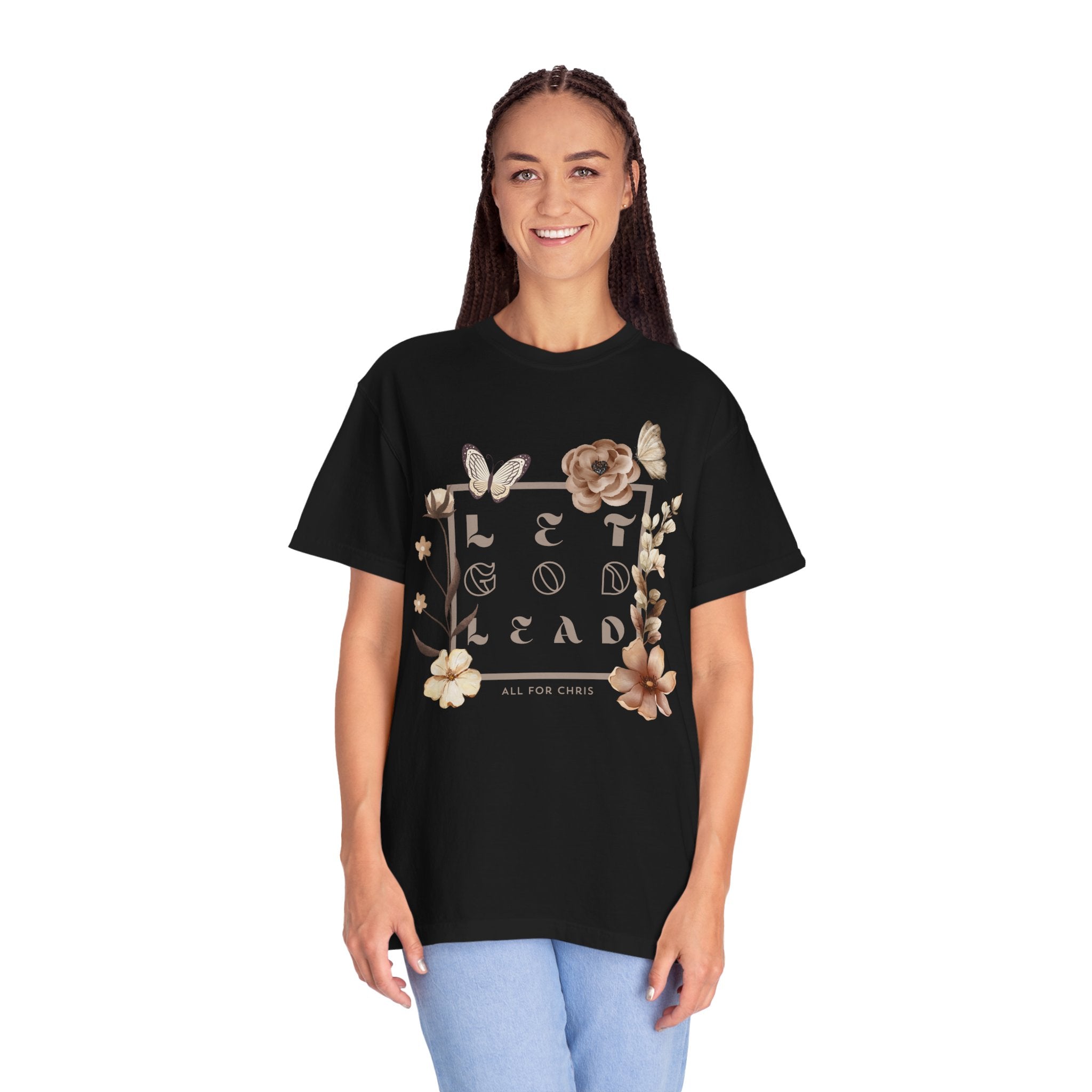 Retro Floral "Let God Lead" T-Shirt